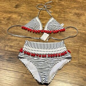 High waist striped decal padded bikini